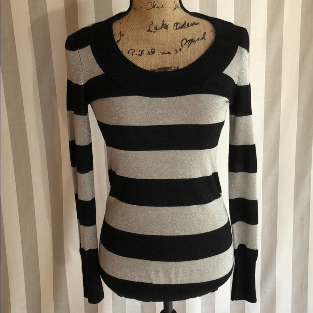 H&M black and silver sparkle sweater top - Picture 1 of 4